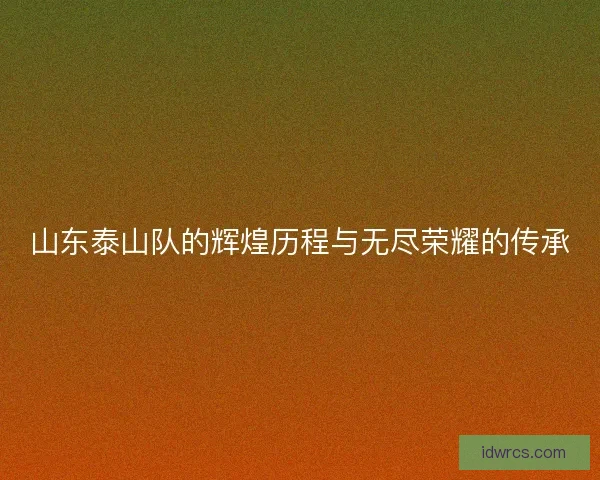 山东泰山队的辉煌历程与无尽荣耀的传承